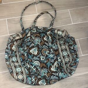 Vera Bradley quilted Large Duffle bag Java Blue